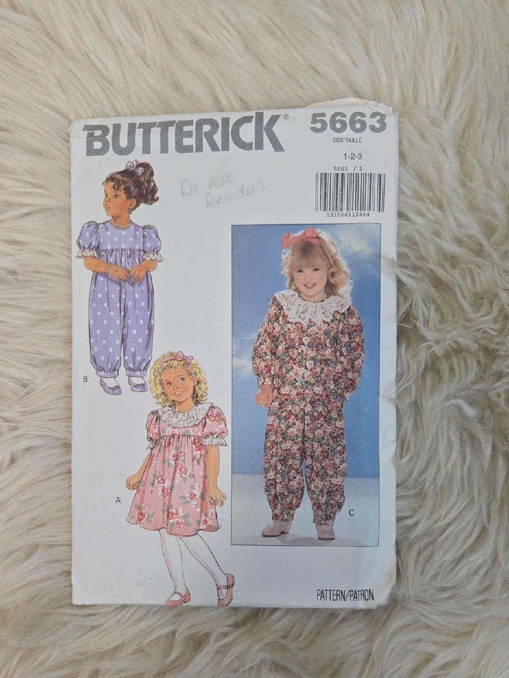 Butterick Vintage Girl's Dress & Jumpsuit Sewing Pattern 5663